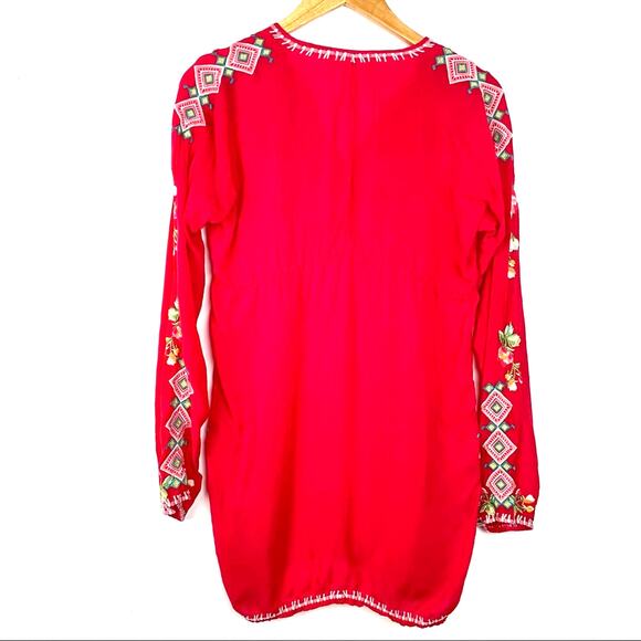 Johnny Was | Red Long Sleeve Blouse Embroidered Rayon XS - Picture 2 of 10